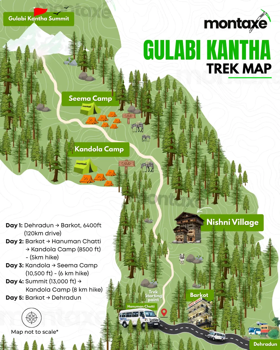 Gulabi Kantha Trek Map with itinerary