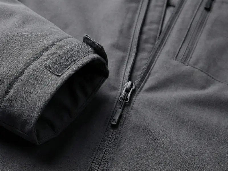 Honest Review of Decathlon NH500 Warm Waterproof Jacket | A Reliable Winter Trekking Option? 3 Close up of adjustable velcro wrist cuffs and main zipper on Decathlon NH500 hiking jacket.